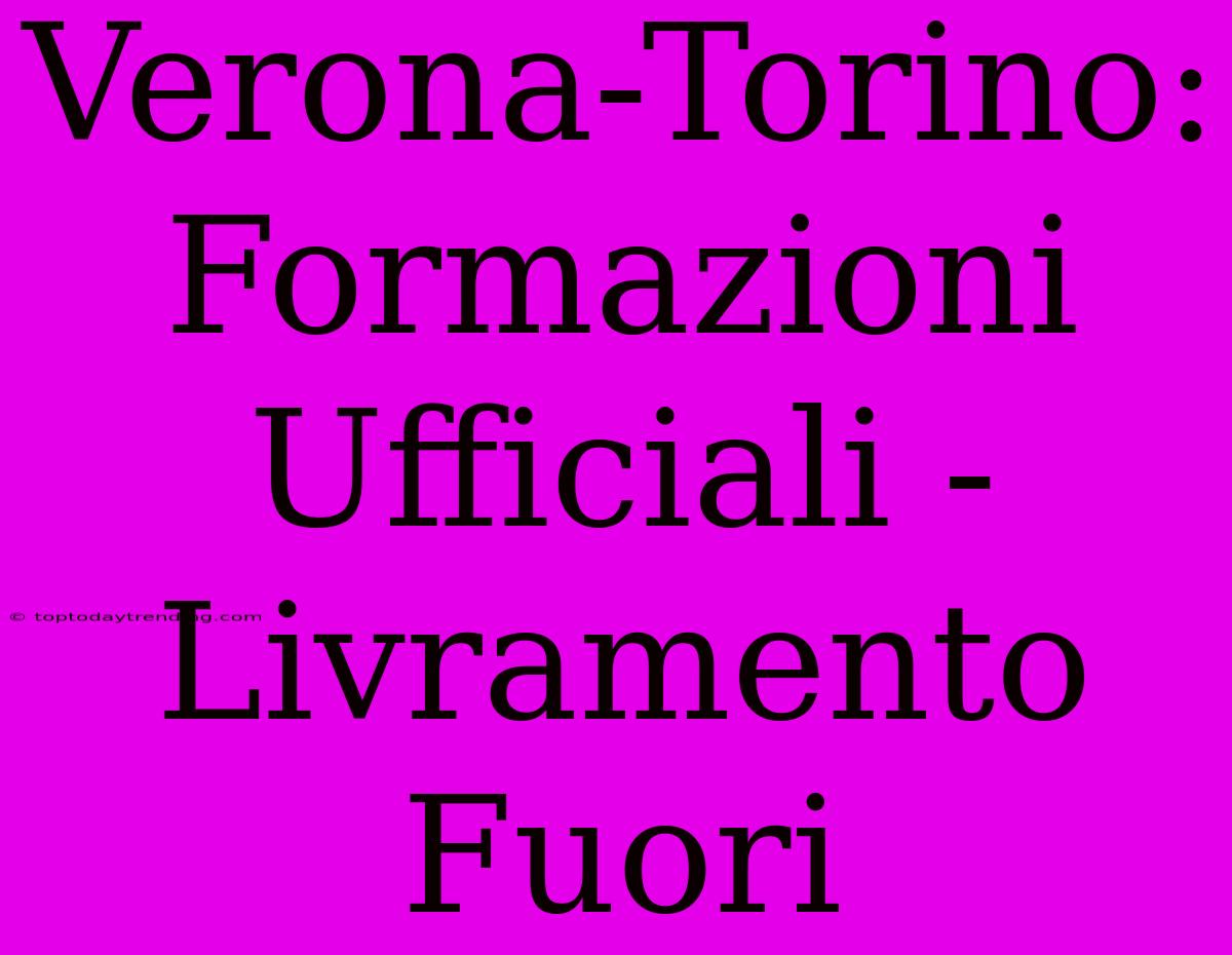 Verona-Torino: Formazioni Ufficiali - Livramento Fuori