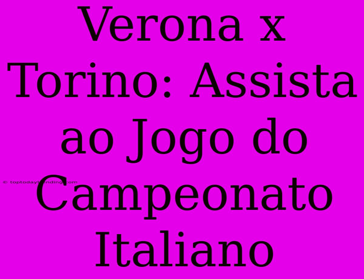 Verona X Torino: Assista Ao Jogo Do Campeonato Italiano