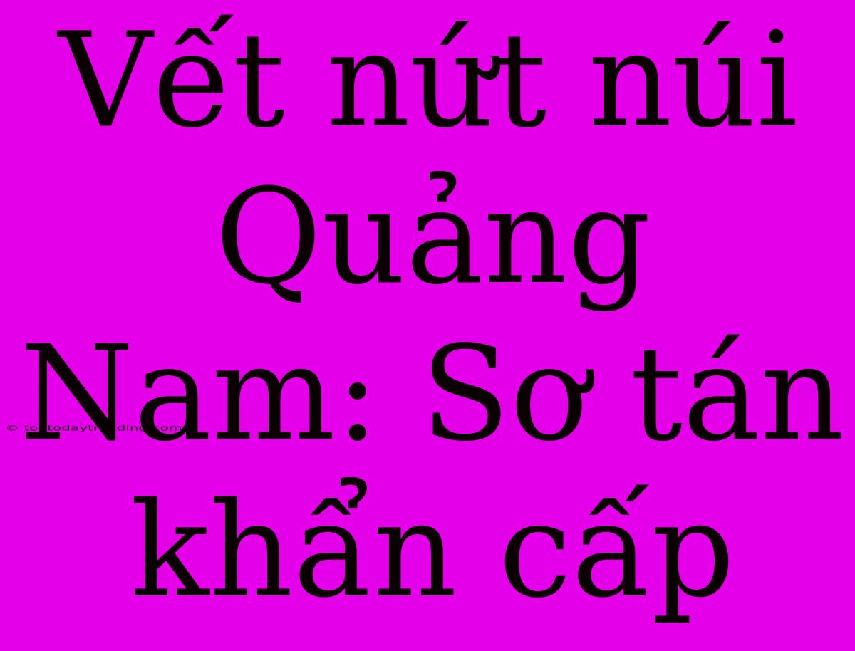 Vết Nứt Núi Quảng Nam: Sơ Tán Khẩn Cấp