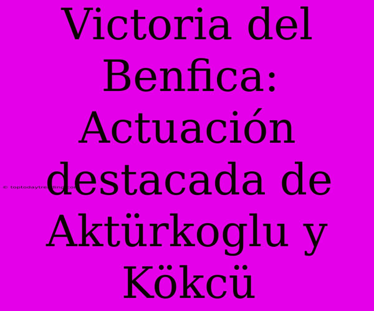 Victoria Del Benfica: Actuación Destacada De Aktürkoglu Y Kökcü