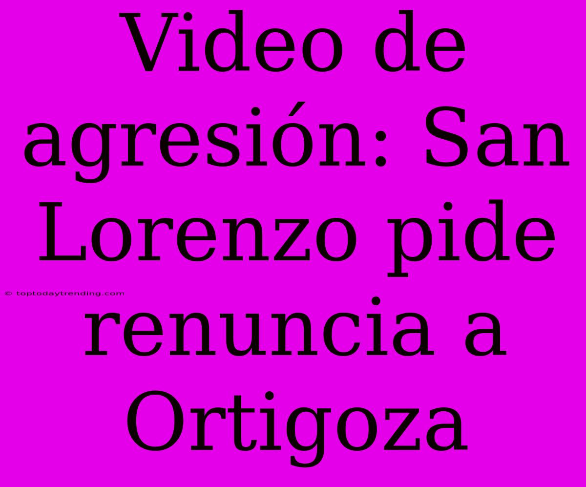 Video De Agresión: San Lorenzo Pide Renuncia A Ortigoza