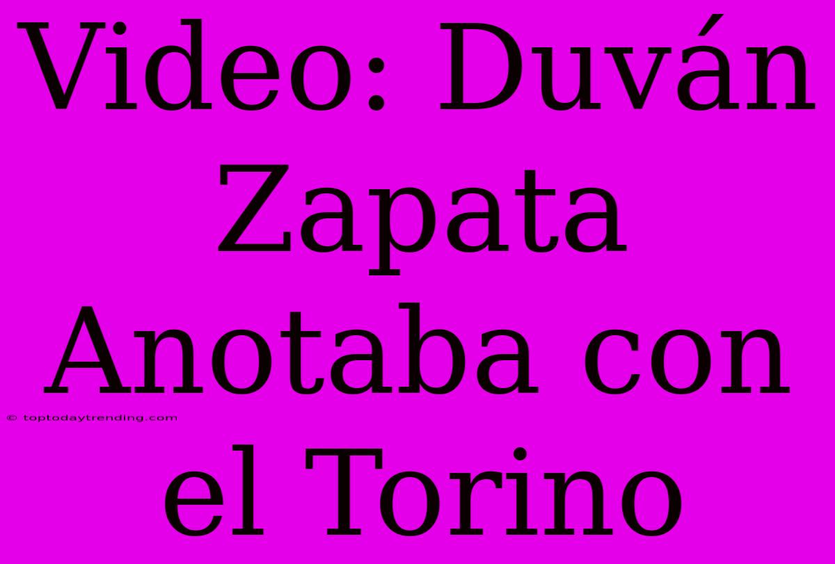 Video: Duván Zapata Anotaba Con El Torino