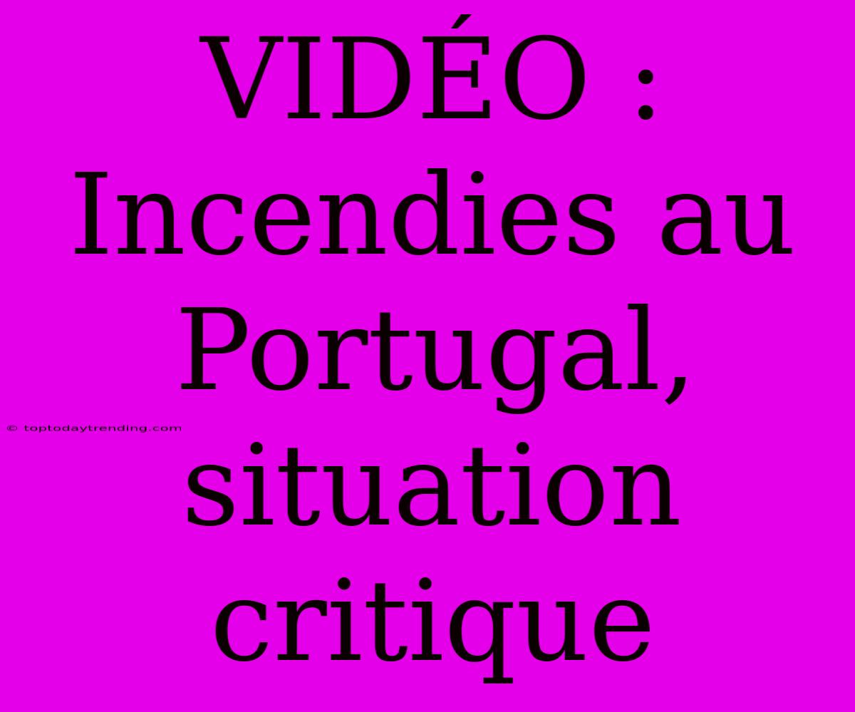 VIDÉO : Incendies Au Portugal, Situation Critique