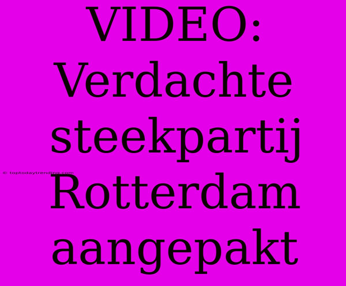 VIDEO: Verdachte Steekpartij Rotterdam Aangepakt