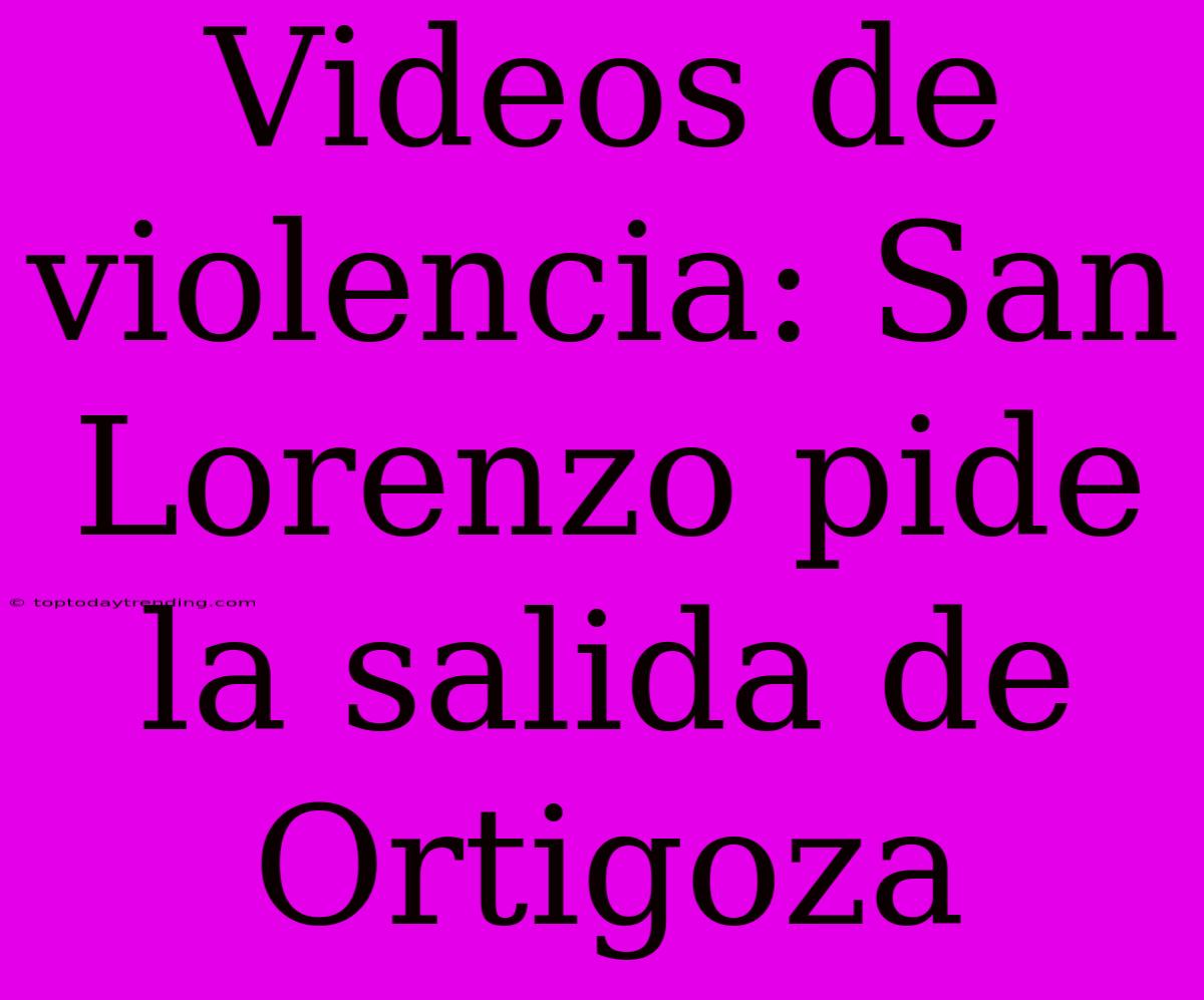 Videos De Violencia: San Lorenzo Pide La Salida De Ortigoza