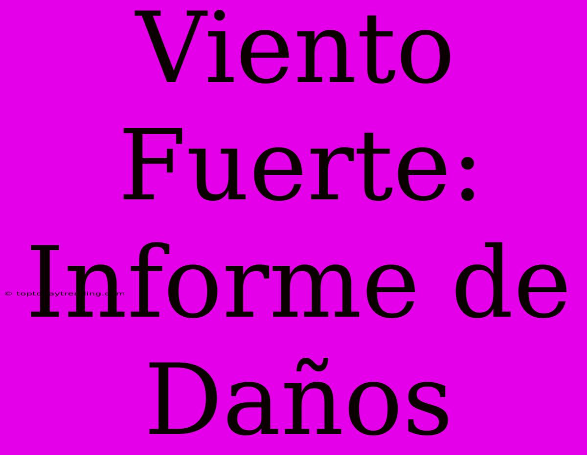 Viento Fuerte: Informe De Daños