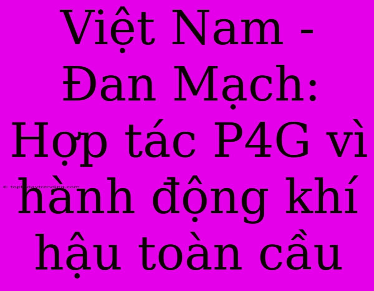 Việt Nam - Đan Mạch: Hợp Tác P4G Vì Hành Động Khí Hậu Toàn Cầu