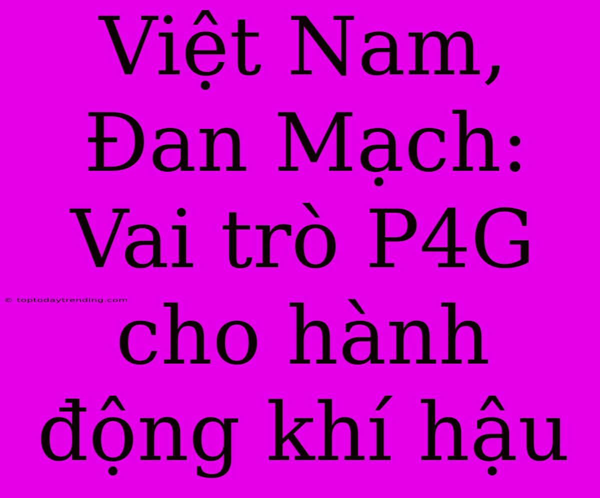 Việt Nam, Đan Mạch: Vai Trò P4G Cho Hành Động Khí Hậu