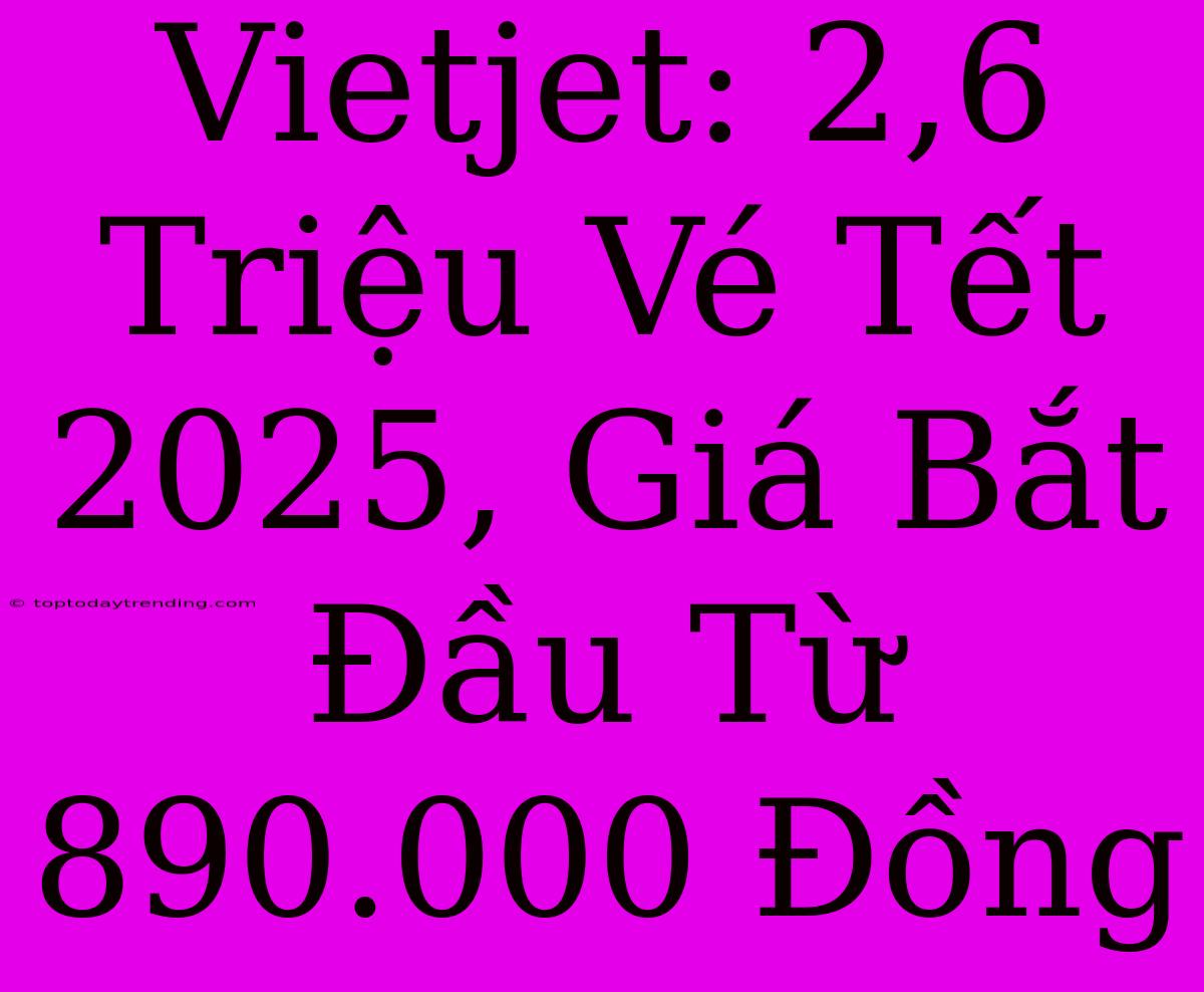 Vietjet: 2,6 Triệu Vé Tết 2025, Giá Bắt Đầu Từ 890.000 Đồng