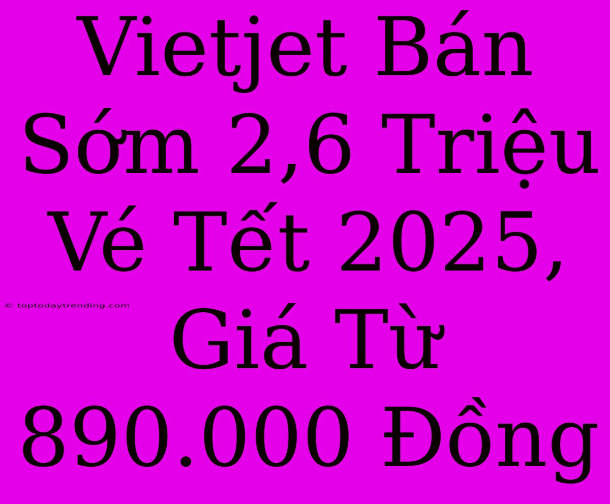 Vietjet Bán Sớm 2,6 Triệu Vé Tết 2025, Giá Từ 890.000 Đồng