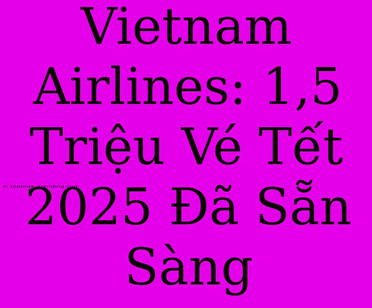 Vietnam Airlines: 1,5 Triệu Vé Tết 2025 Đã Sẵn Sàng