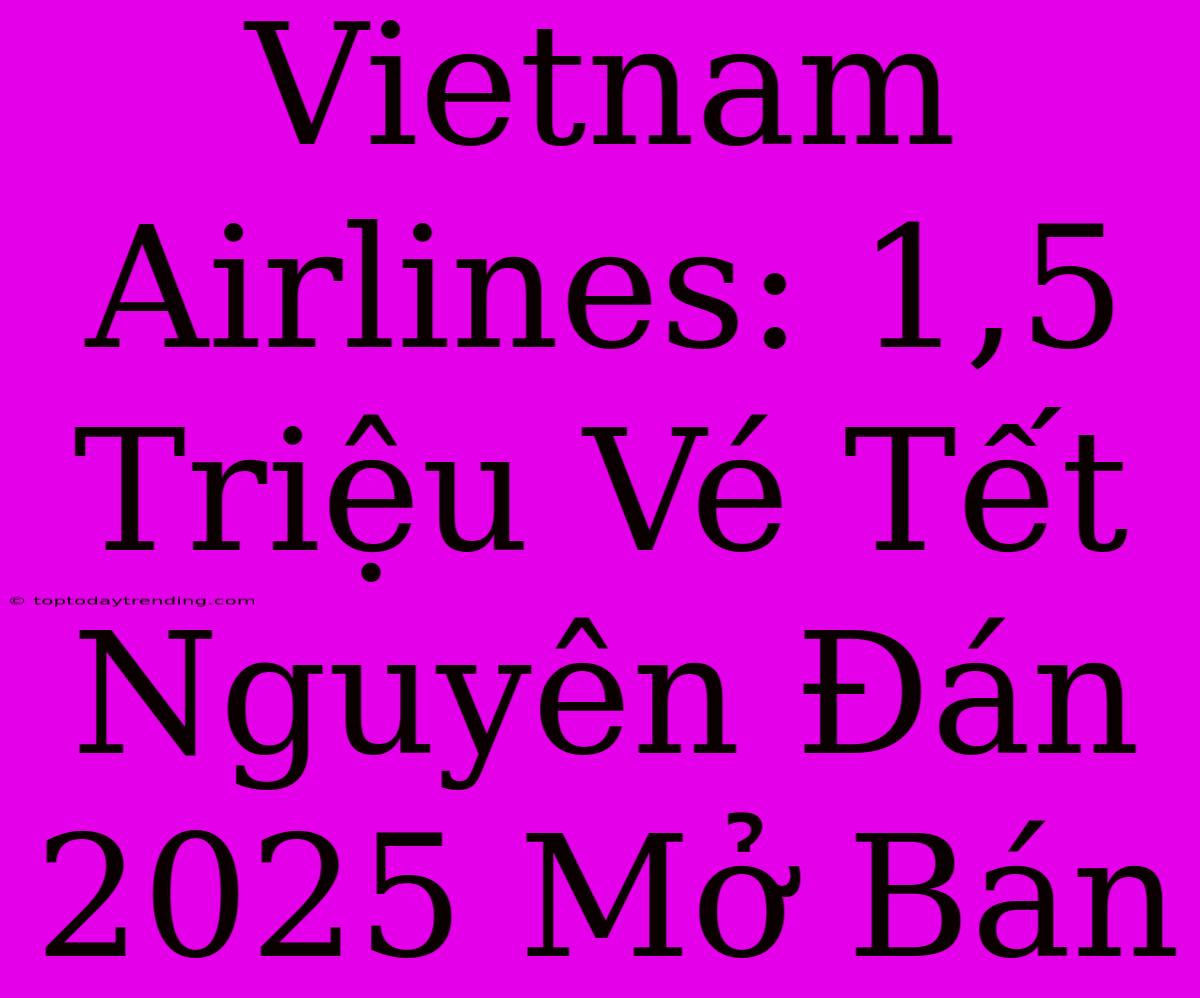 Vietnam Airlines: 1,5 Triệu Vé Tết Nguyên Đán 2025 Mở Bán