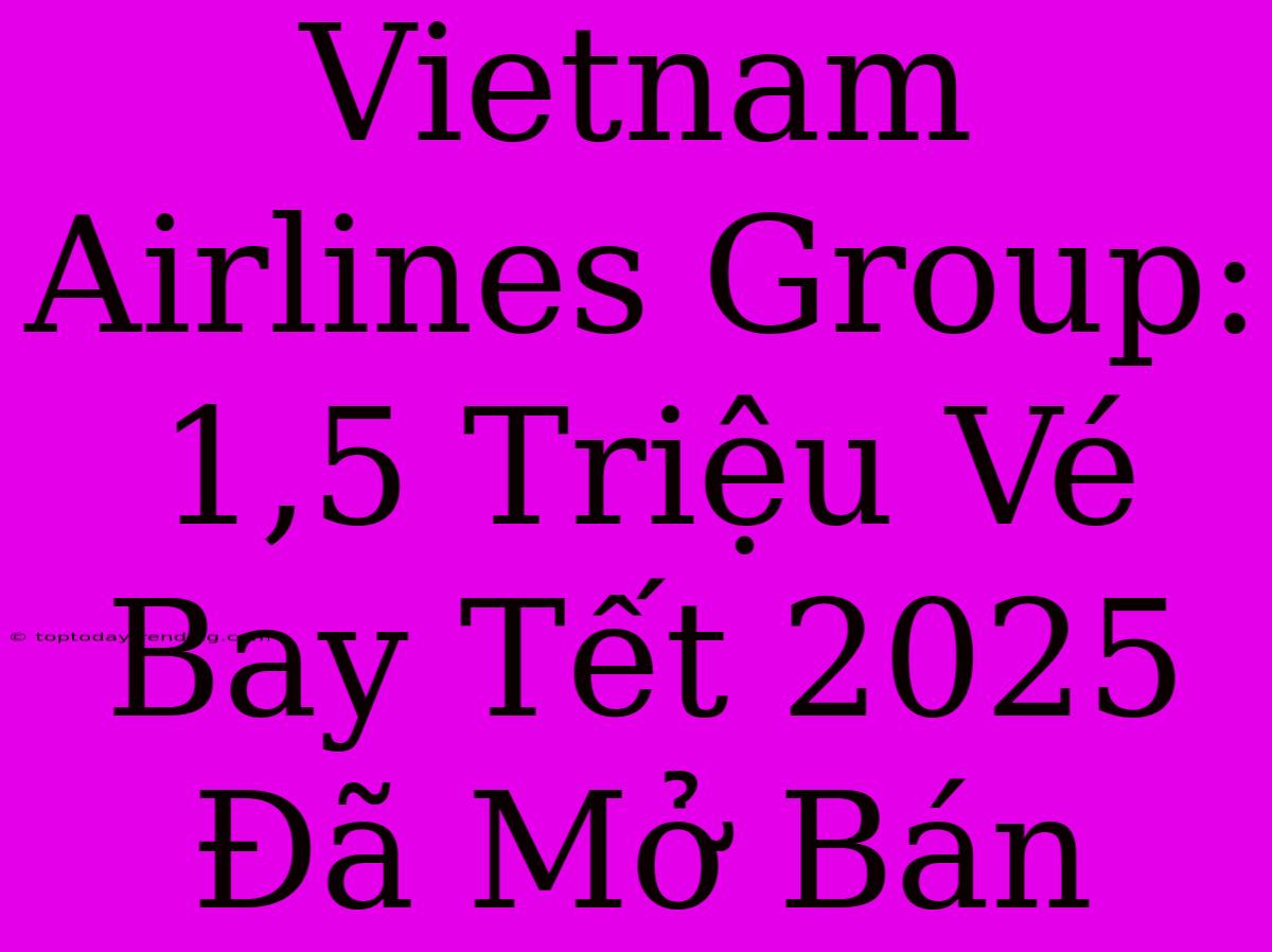 Vietnam Airlines Group: 1,5 Triệu Vé Bay Tết 2025 Đã Mở Bán