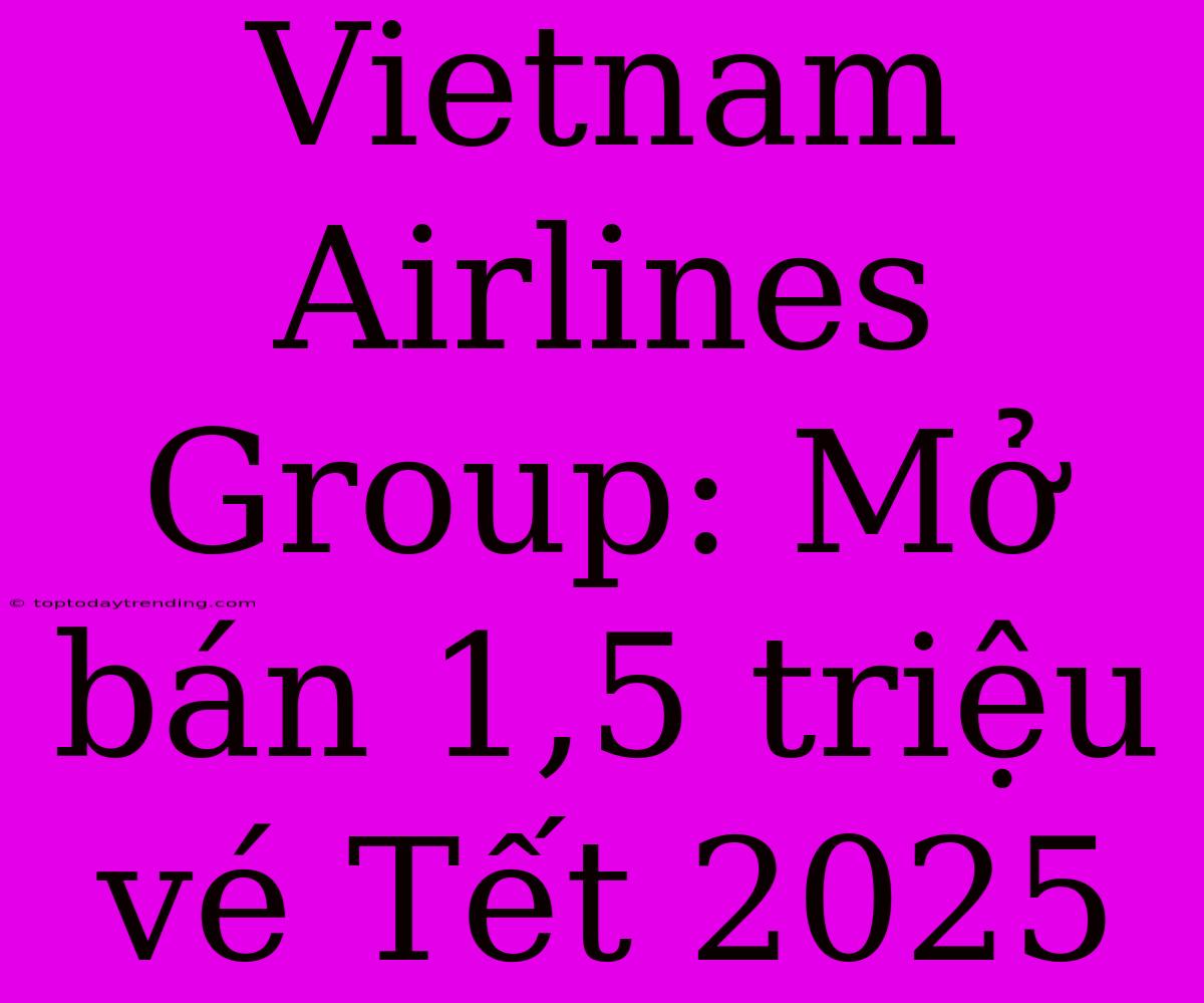 Vietnam Airlines Group: Mở Bán 1,5 Triệu Vé Tết 2025