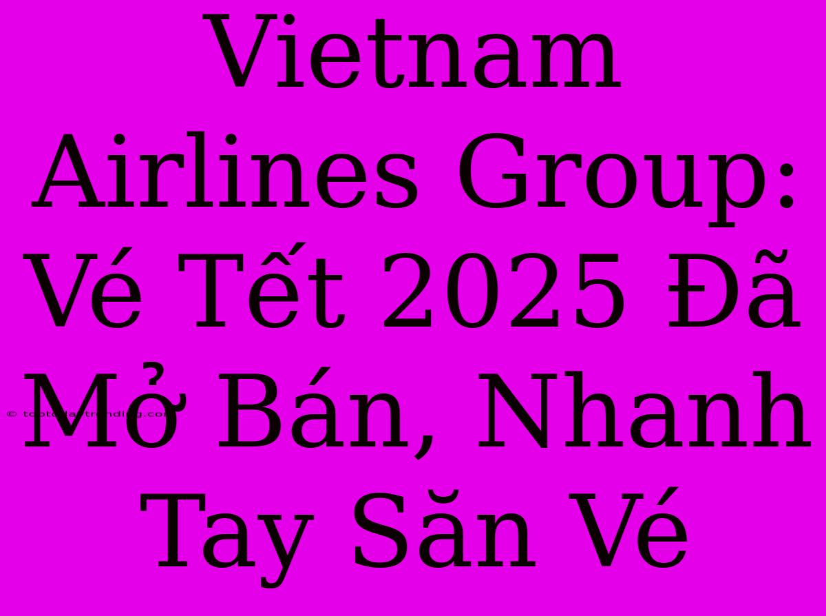 Vietnam Airlines Group: Vé Tết 2025 Đã Mở Bán, Nhanh Tay Săn Vé