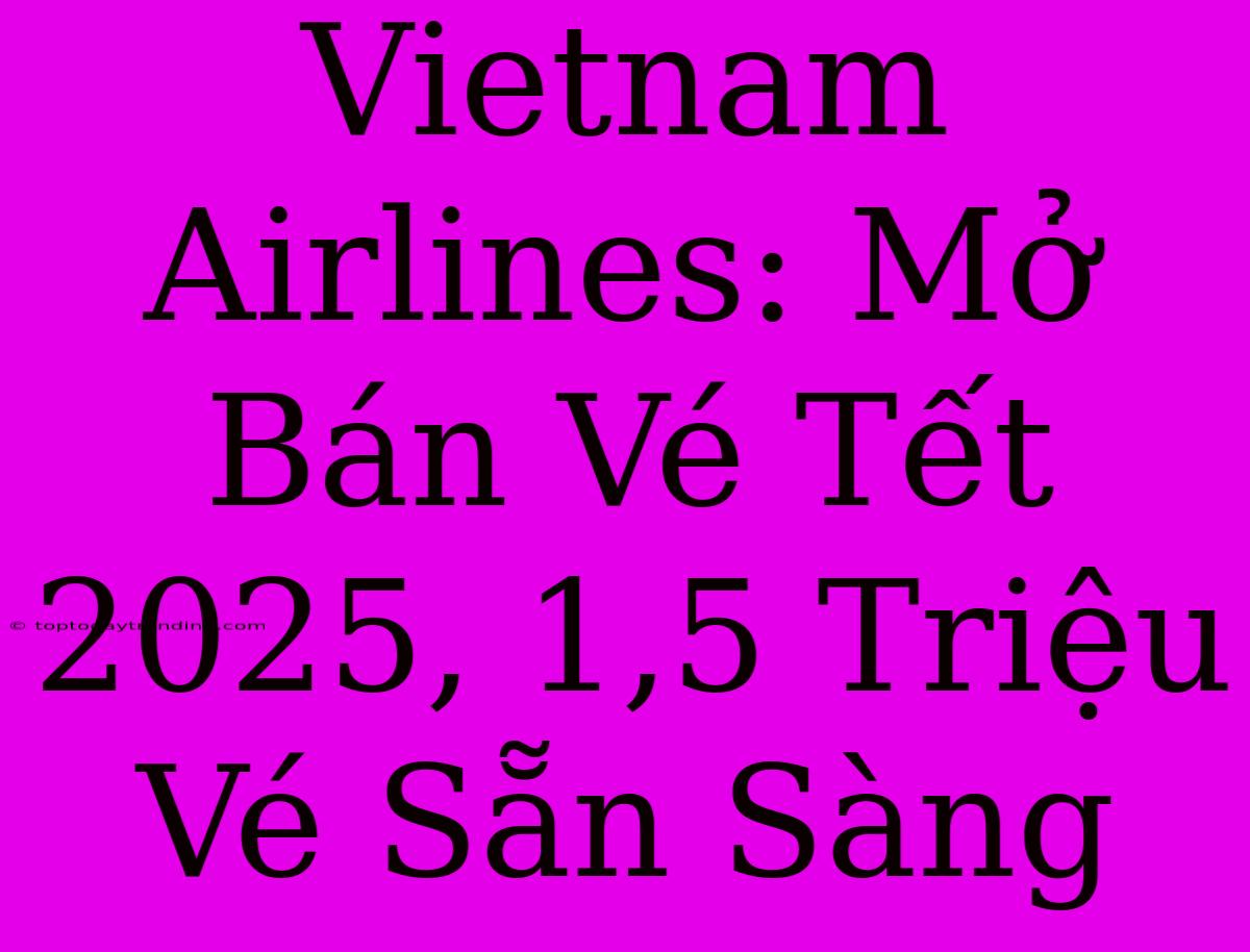 Vietnam Airlines: Mở Bán Vé Tết 2025, 1,5 Triệu Vé Sẵn Sàng