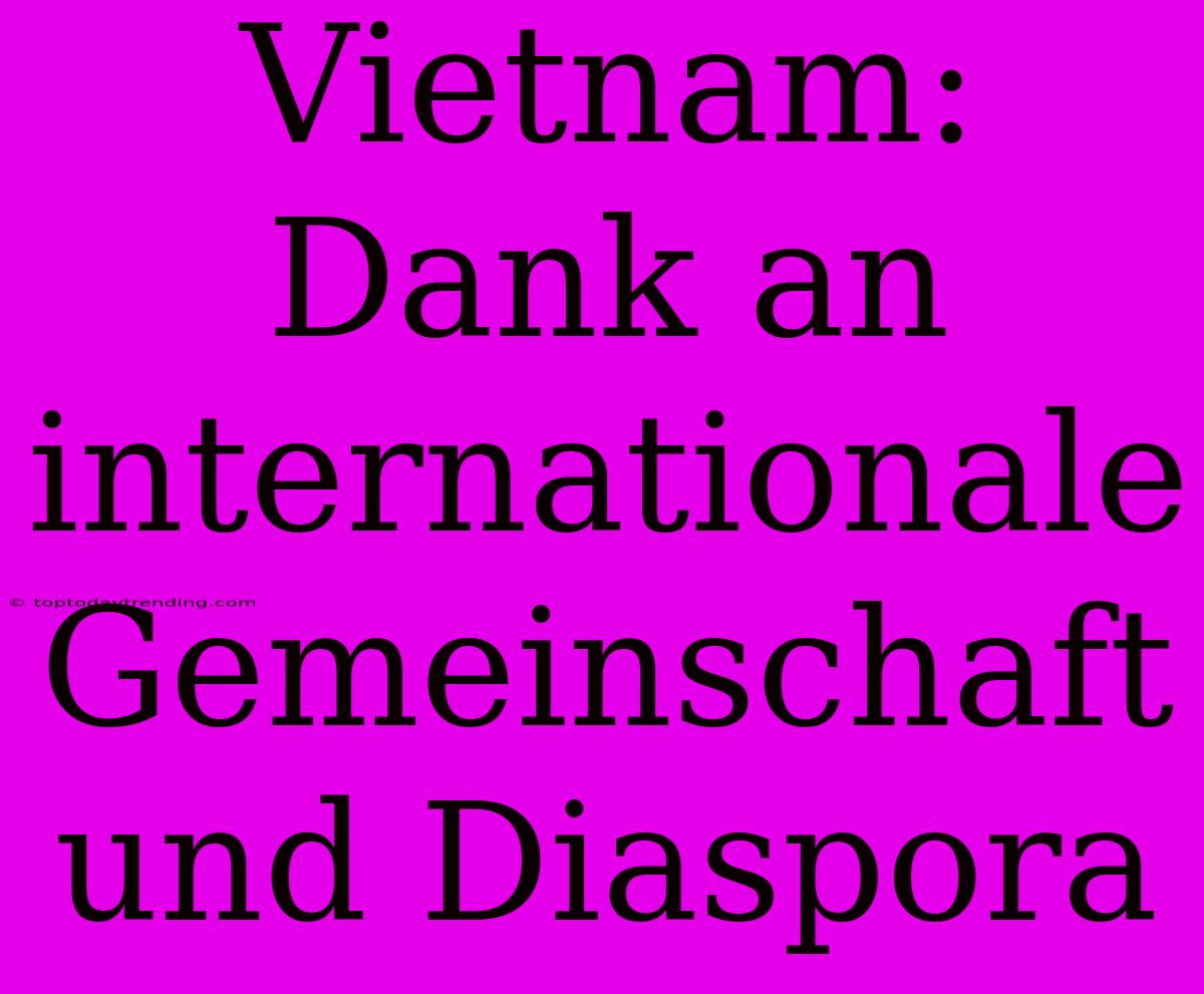 Vietnam: Dank An Internationale Gemeinschaft Und Diaspora