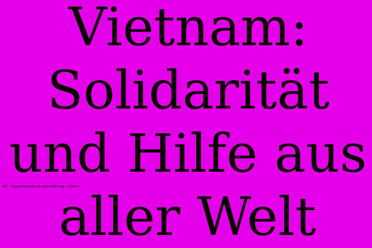 Vietnam: Solidarität Und Hilfe Aus Aller Welt