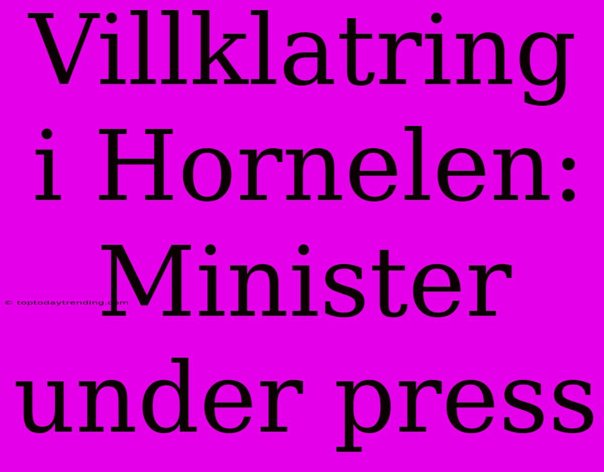 Villklatring I Hornelen: Minister Under Press