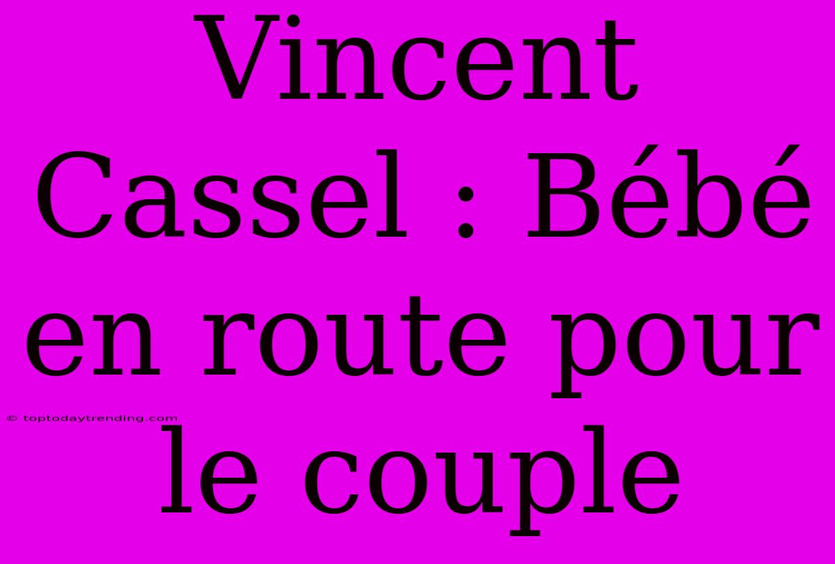 Vincent Cassel : Bébé En Route Pour Le Couple