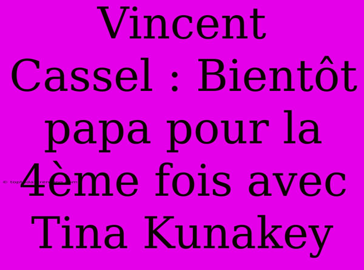 Vincent Cassel : Bientôt Papa Pour La 4ème Fois Avec Tina Kunakey