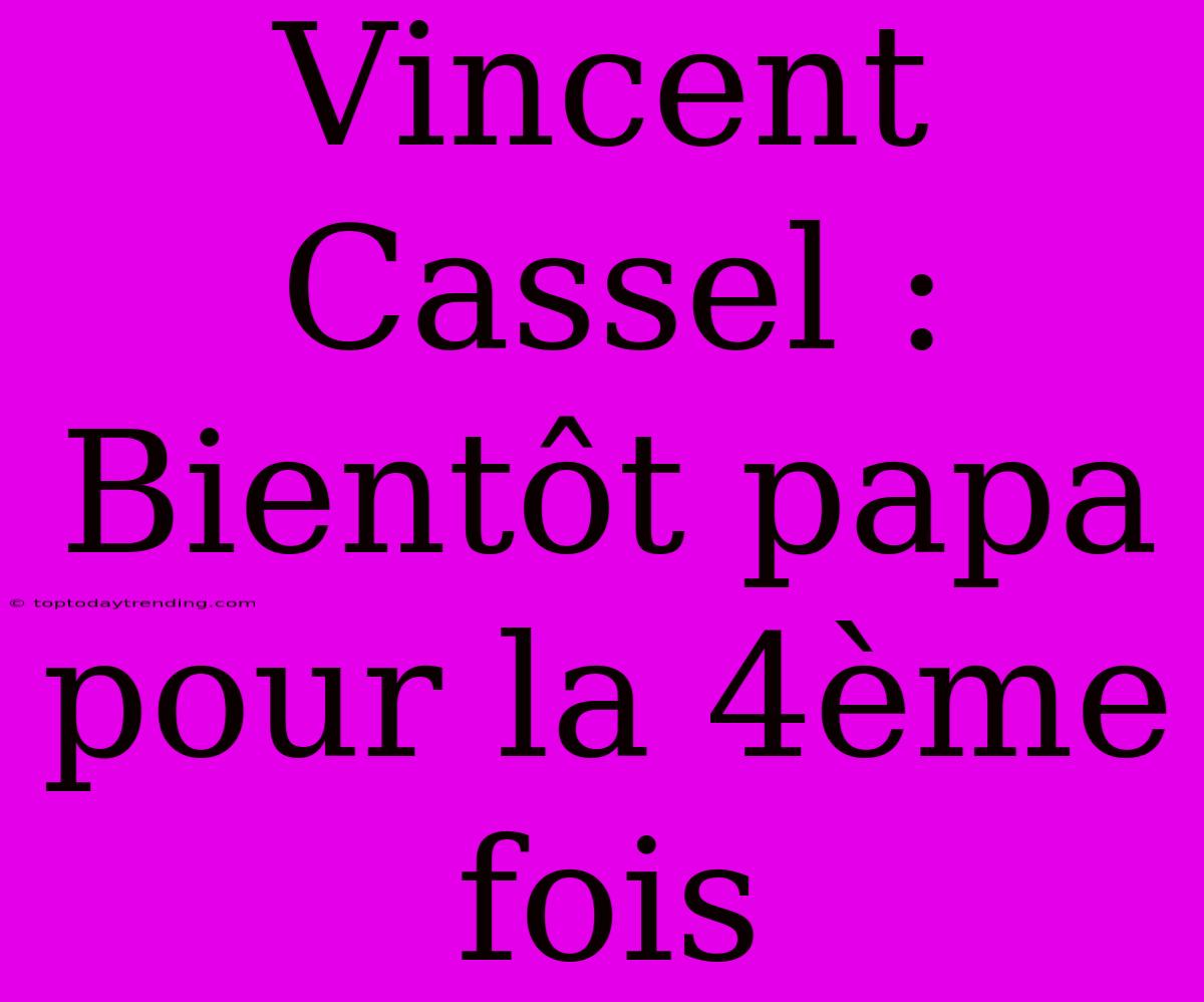 Vincent Cassel : Bientôt Papa Pour La 4ème Fois