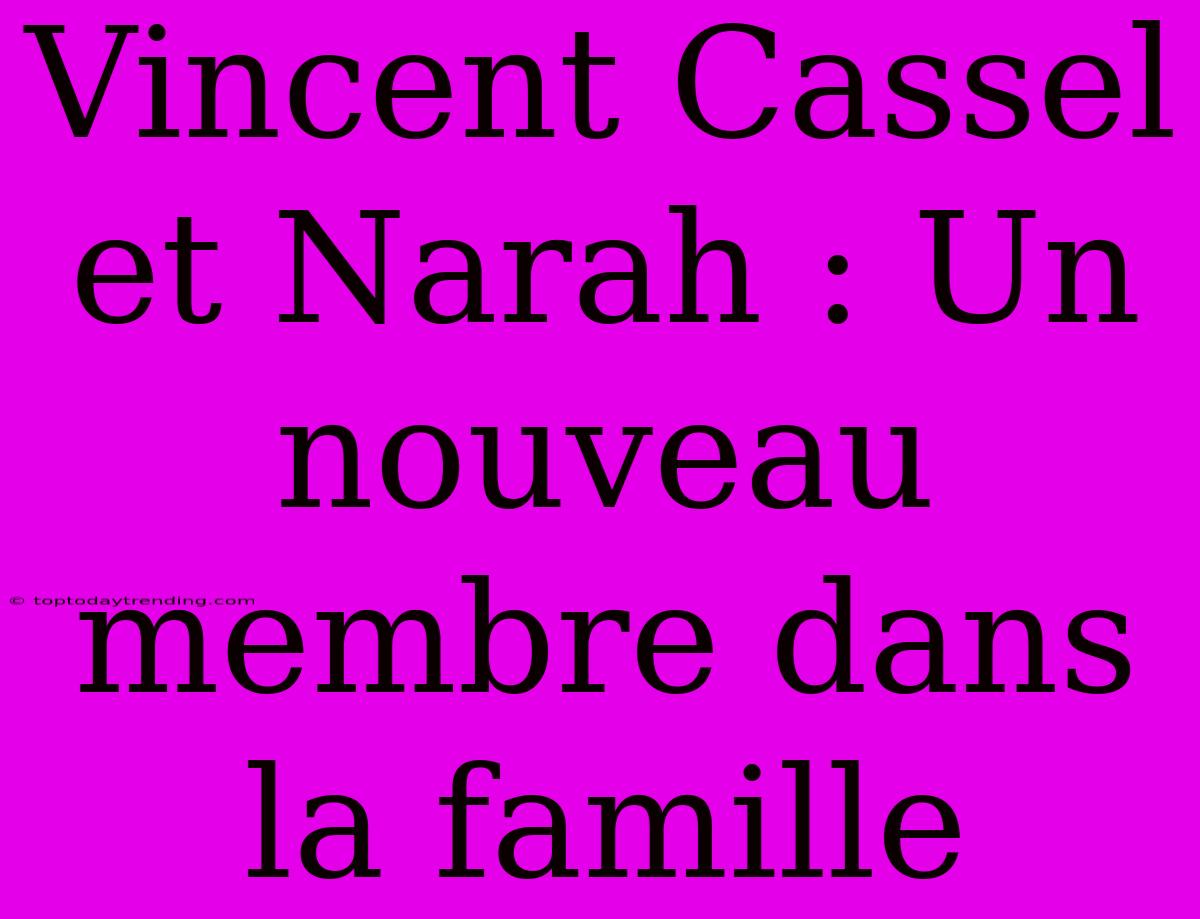 Vincent Cassel Et Narah : Un Nouveau Membre Dans La Famille