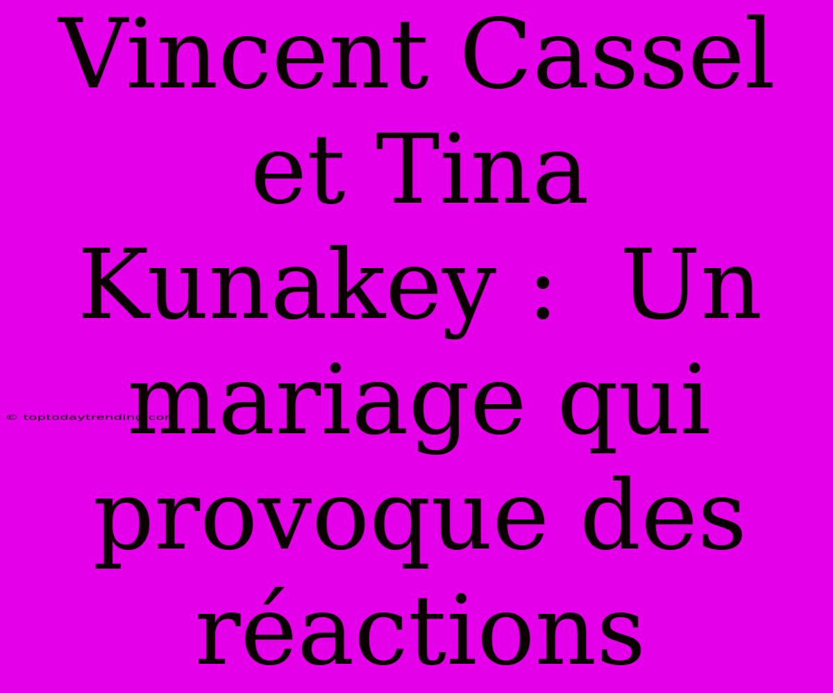 Vincent Cassel Et Tina Kunakey :  Un Mariage Qui Provoque Des Réactions