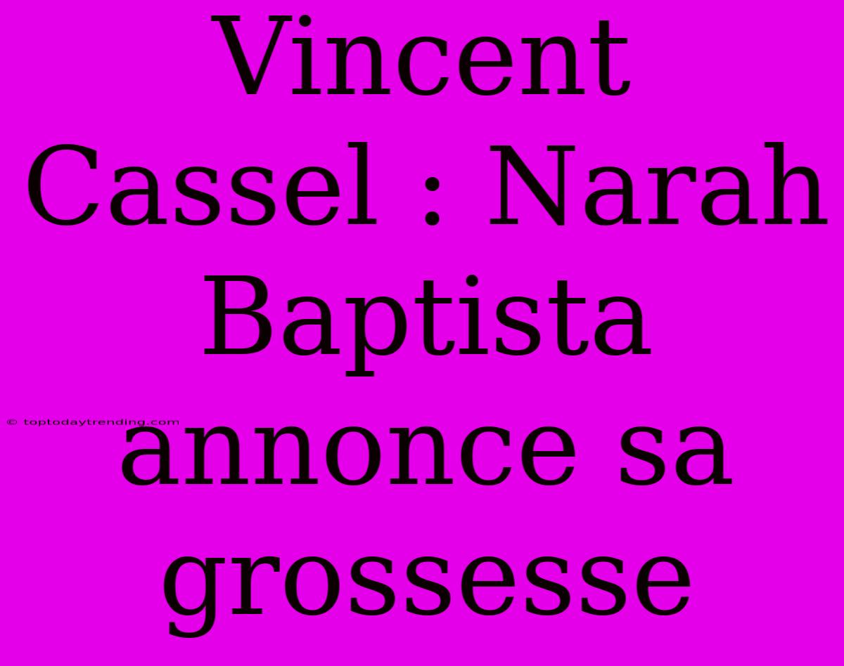 Vincent Cassel : Narah Baptista Annonce Sa Grossesse