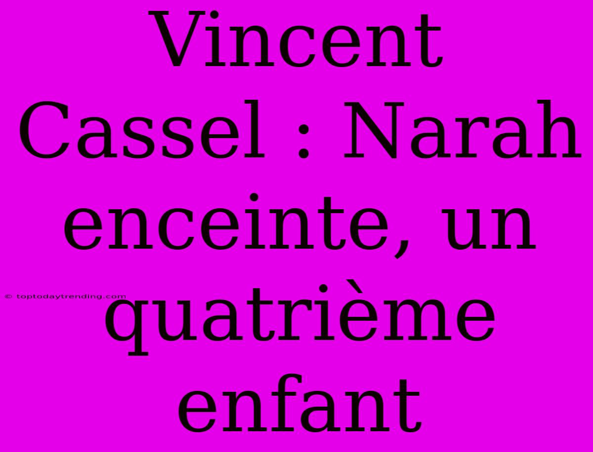 Vincent Cassel : Narah Enceinte, Un Quatrième Enfant