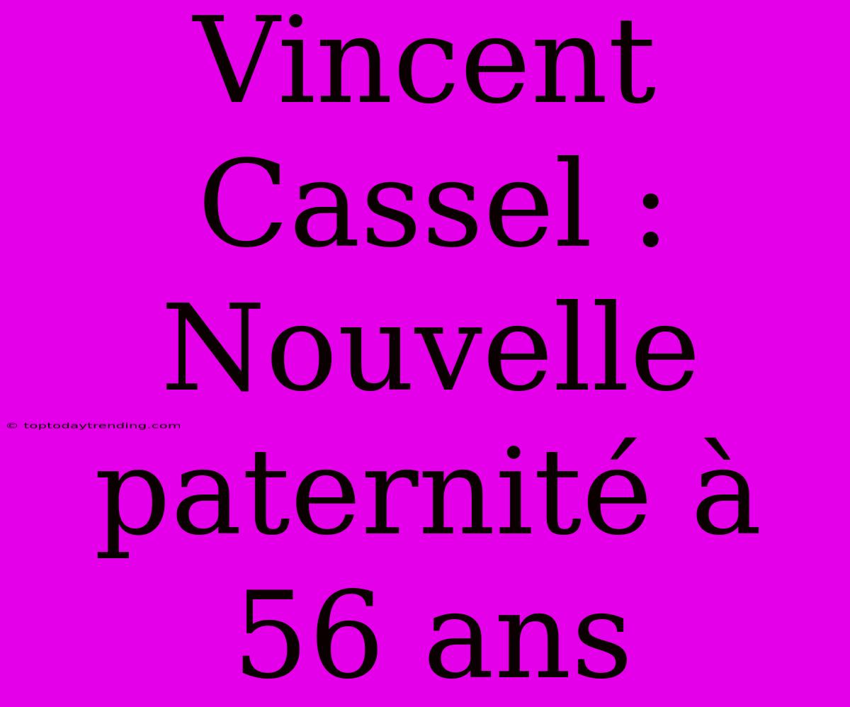 Vincent Cassel : Nouvelle Paternité À 56 Ans