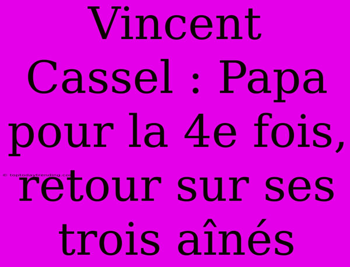 Vincent Cassel : Papa Pour La 4e Fois, Retour Sur Ses Trois Aînés