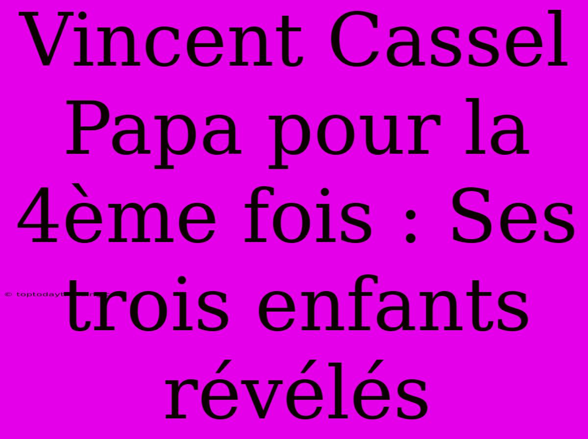 Vincent Cassel Papa Pour La 4ème Fois : Ses Trois Enfants Révélés