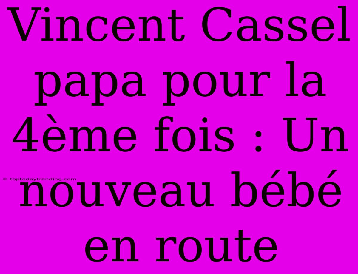 Vincent Cassel Papa Pour La 4ème Fois : Un Nouveau Bébé En Route