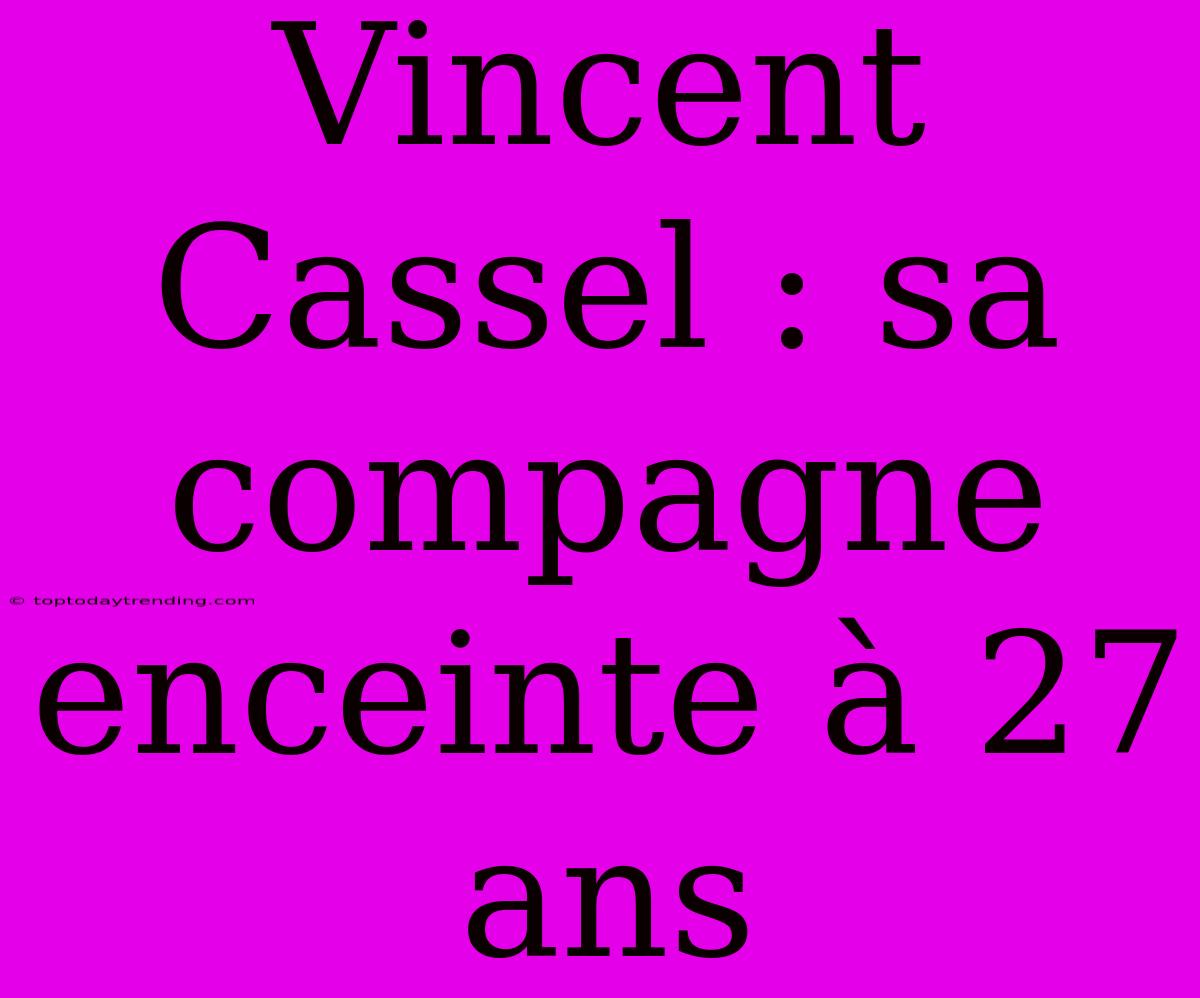 Vincent Cassel : Sa Compagne Enceinte À 27 Ans