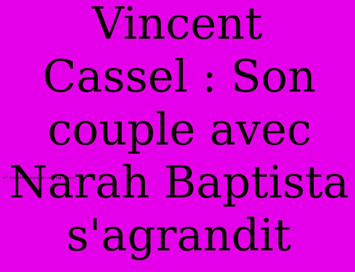 Vincent Cassel : Son Couple Avec Narah Baptista S'agrandit