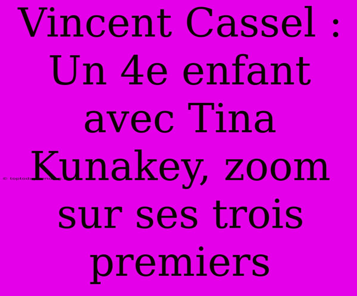 Vincent Cassel : Un 4e Enfant Avec Tina Kunakey, Zoom Sur Ses Trois Premiers