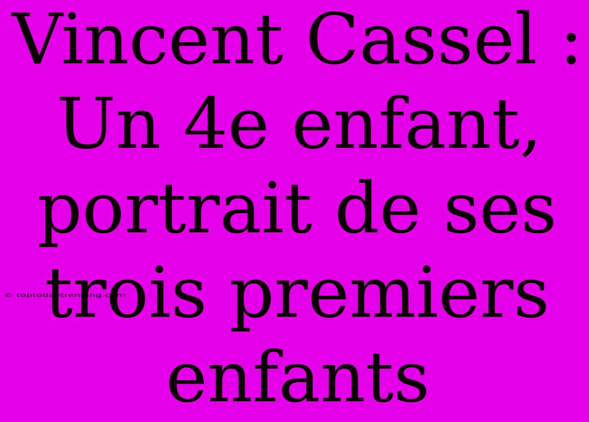 Vincent Cassel : Un 4e Enfant, Portrait De Ses Trois Premiers Enfants