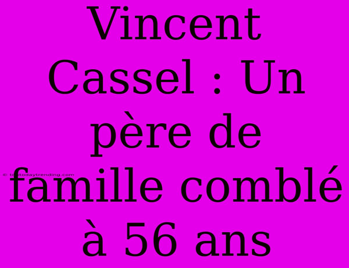 Vincent Cassel : Un Père De Famille Comblé À 56 Ans