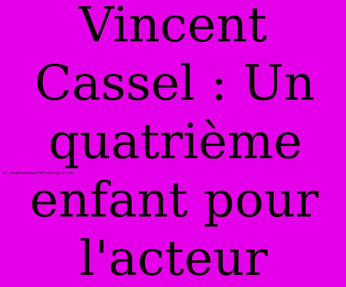 Vincent Cassel : Un Quatrième Enfant Pour L'acteur