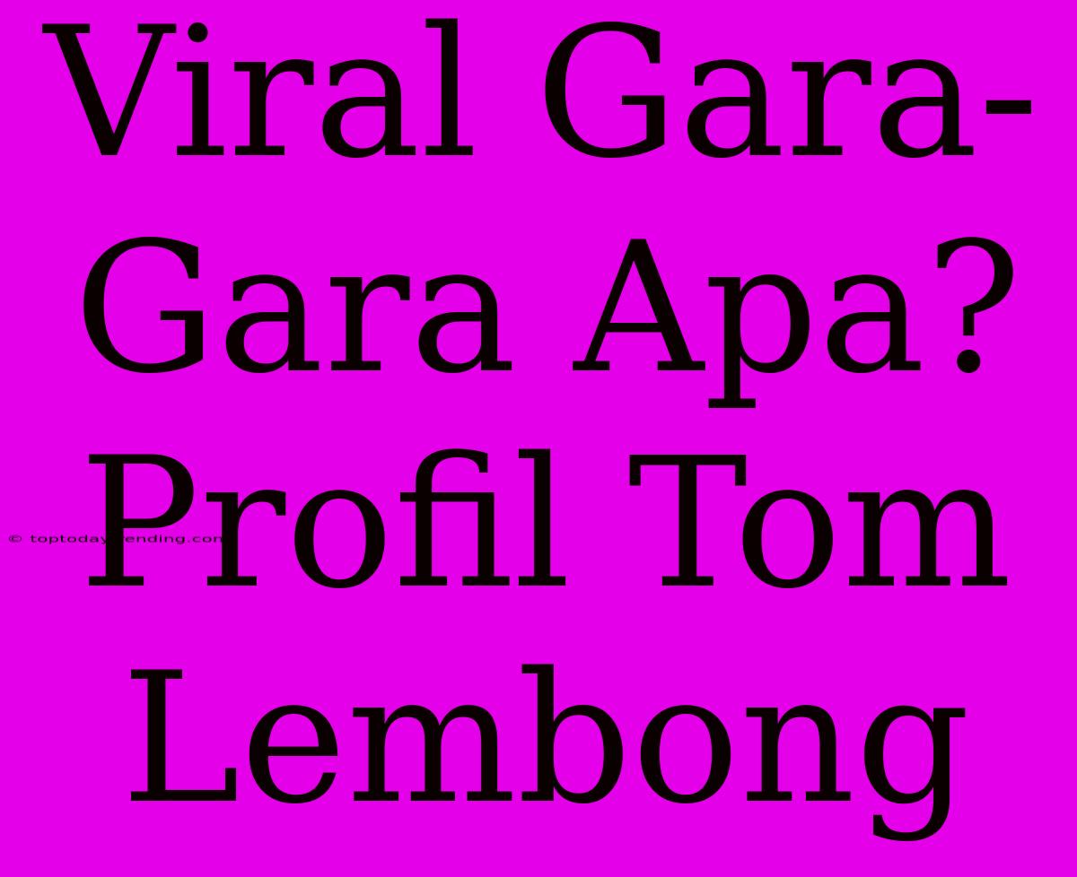 Viral Gara-Gara Apa? Profil Tom Lembong