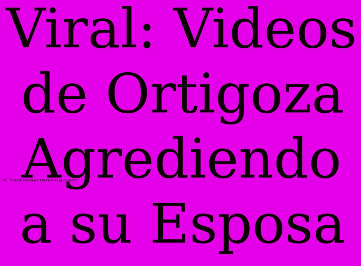 Viral: Videos De Ortigoza Agrediendo A Su Esposa