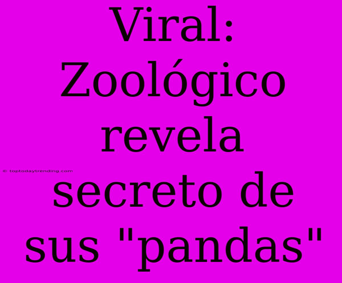 Viral: Zoológico Revela Secreto De Sus 