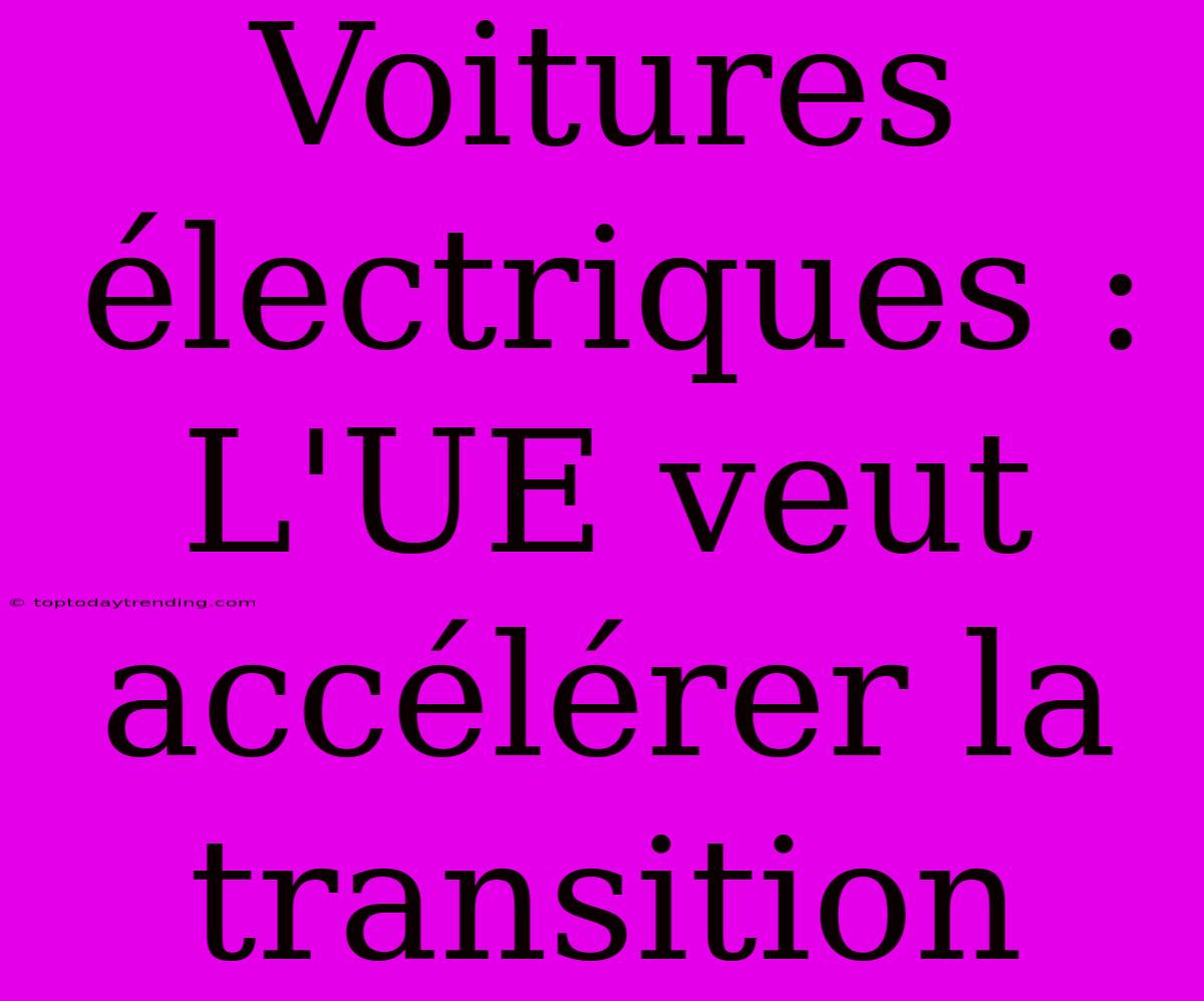 Voitures Électriques : L'UE Veut Accélérer La Transition