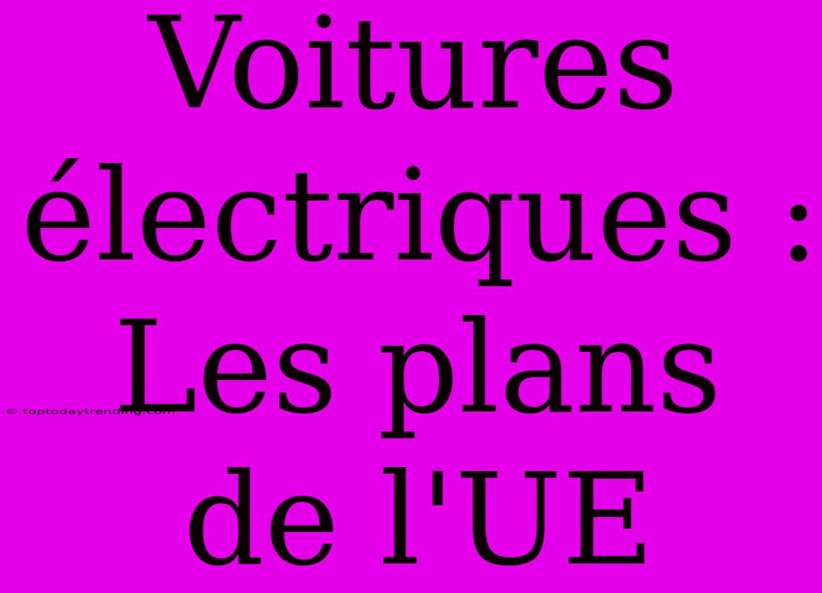 Voitures Électriques : Les Plans De L'UE