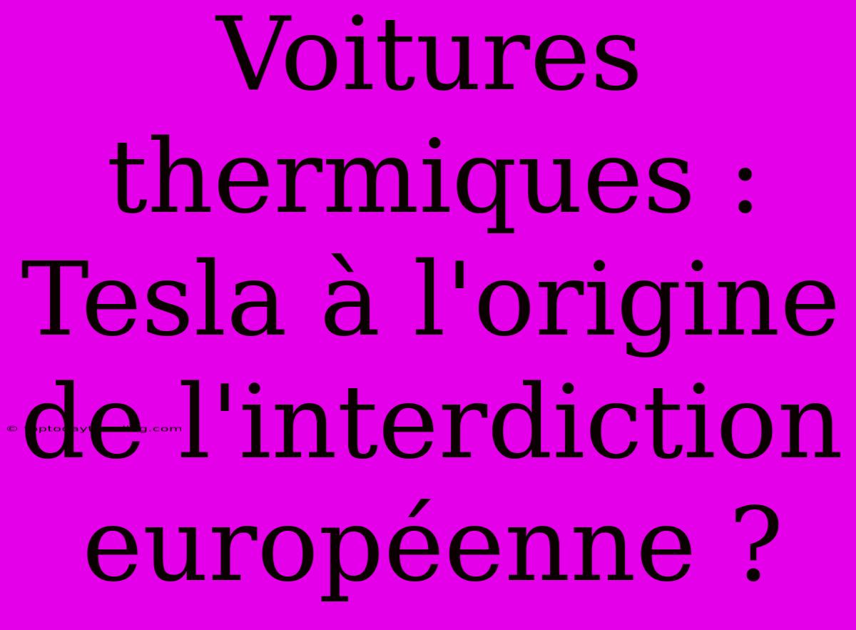 Voitures Thermiques : Tesla À L'origine De L'interdiction Européenne ?