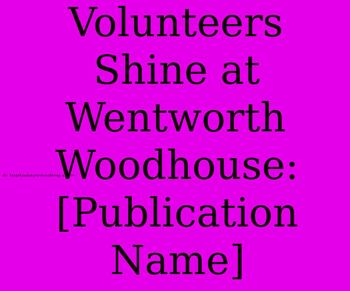 Volunteers Shine At Wentworth Woodhouse: [Publication Name]