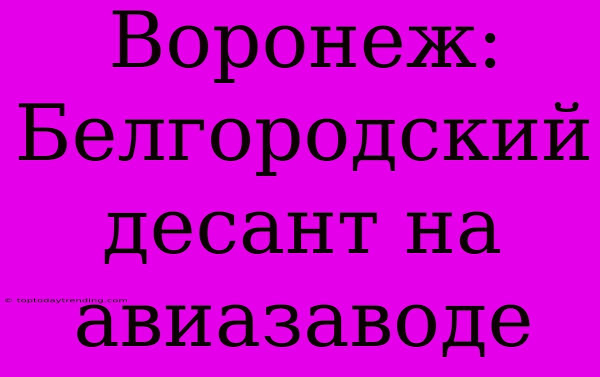 Воронеж: Белгородский Десант На Авиазаводе