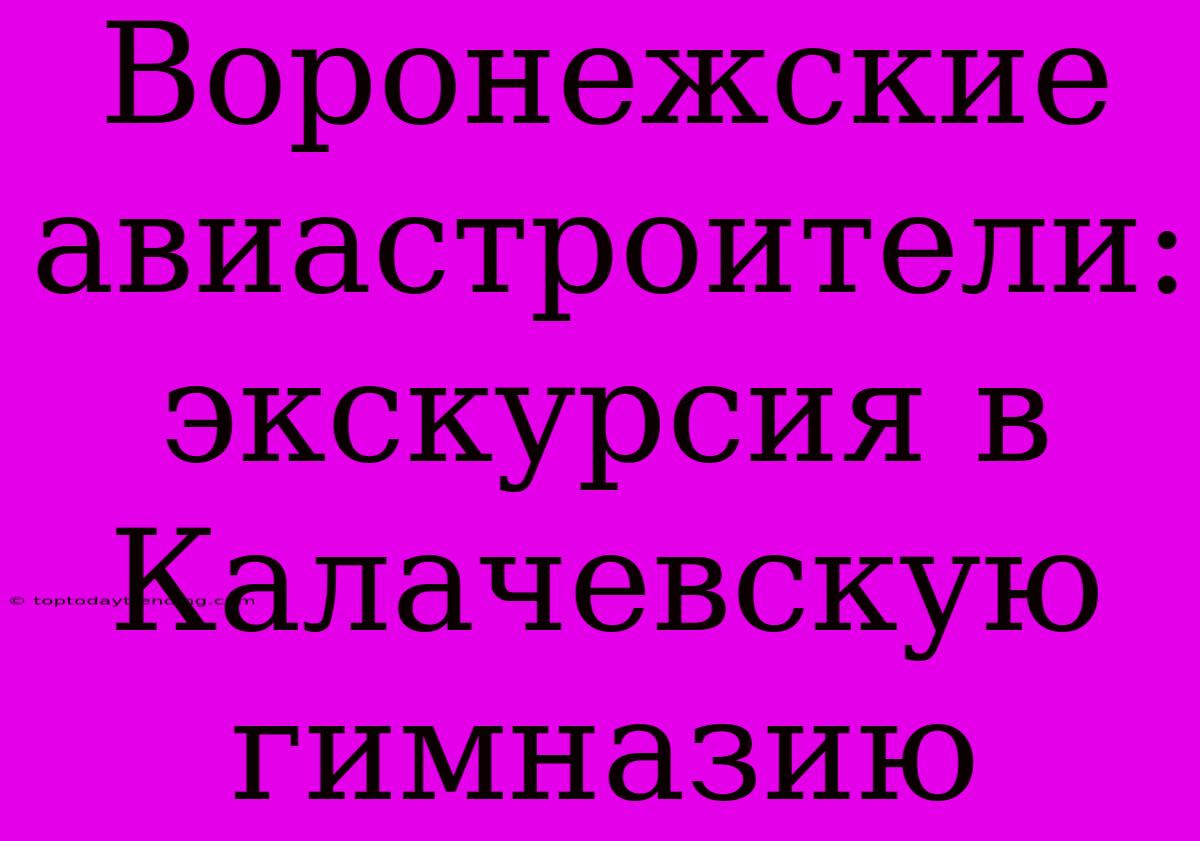 Воронежские Авиастроители: Экскурсия В Калачевскую Гимназию