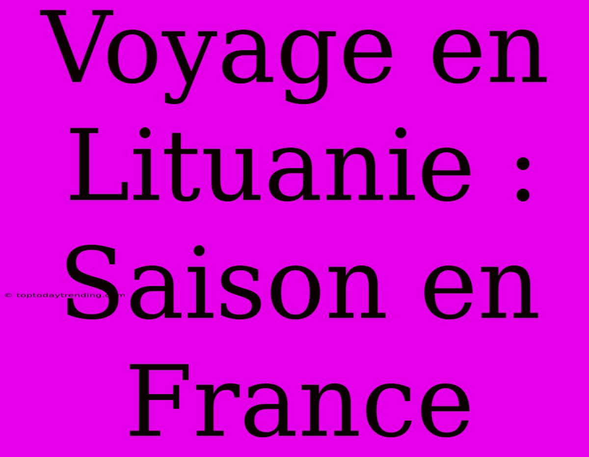 Voyage En Lituanie : Saison En France